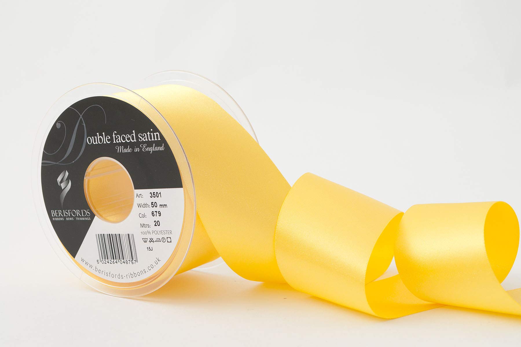 Berisfords 679 Yellow Double Faced Satin Ribbon
