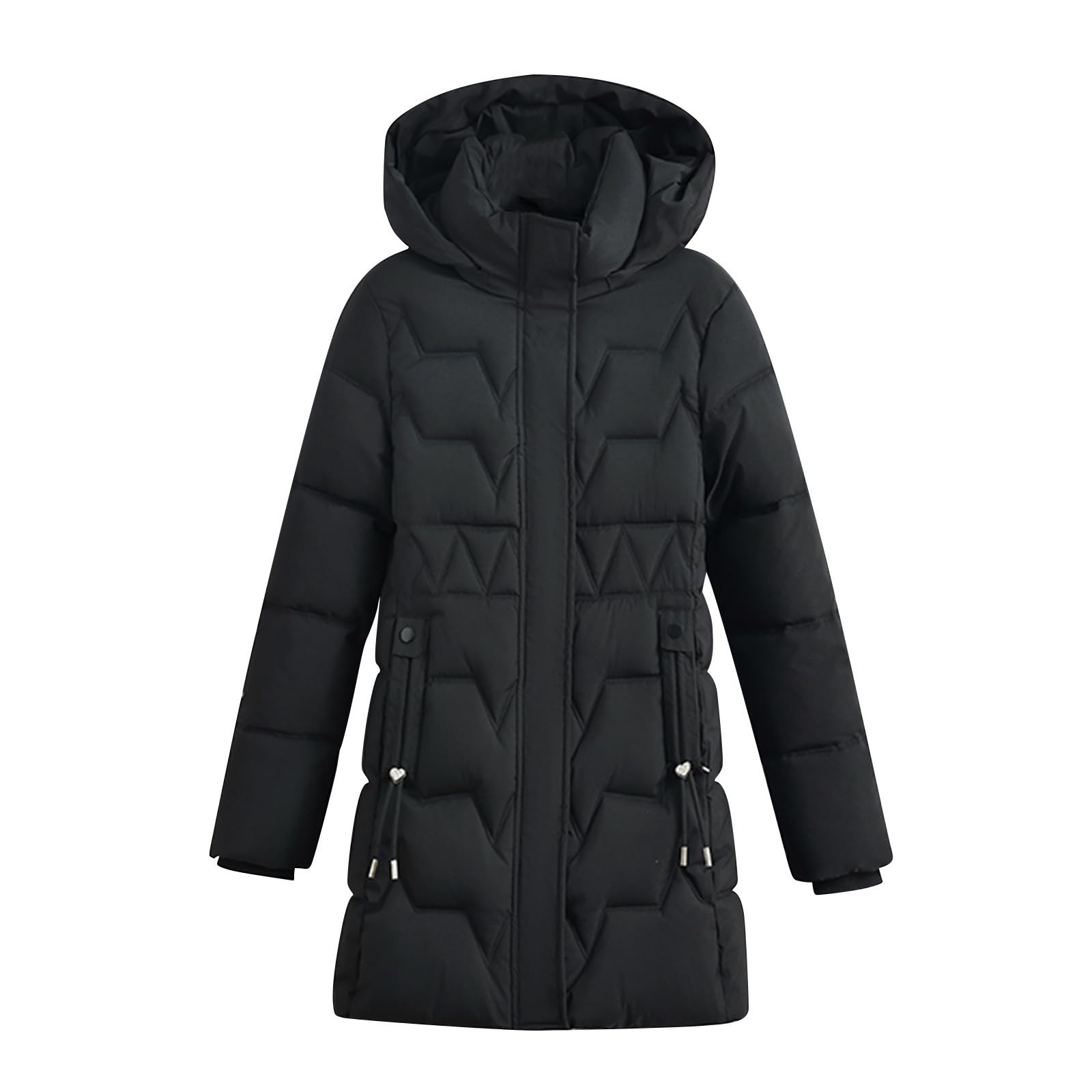 Abrigo Acolchado Mujer Invierno Chaqueta de Plumas Largo para Mujer Color Sólido Abrigos de Algodón con Capucha Manga Larga Termica Plumíferos con Cremallera Gruesa y Cálida Chaquetas Transpirable