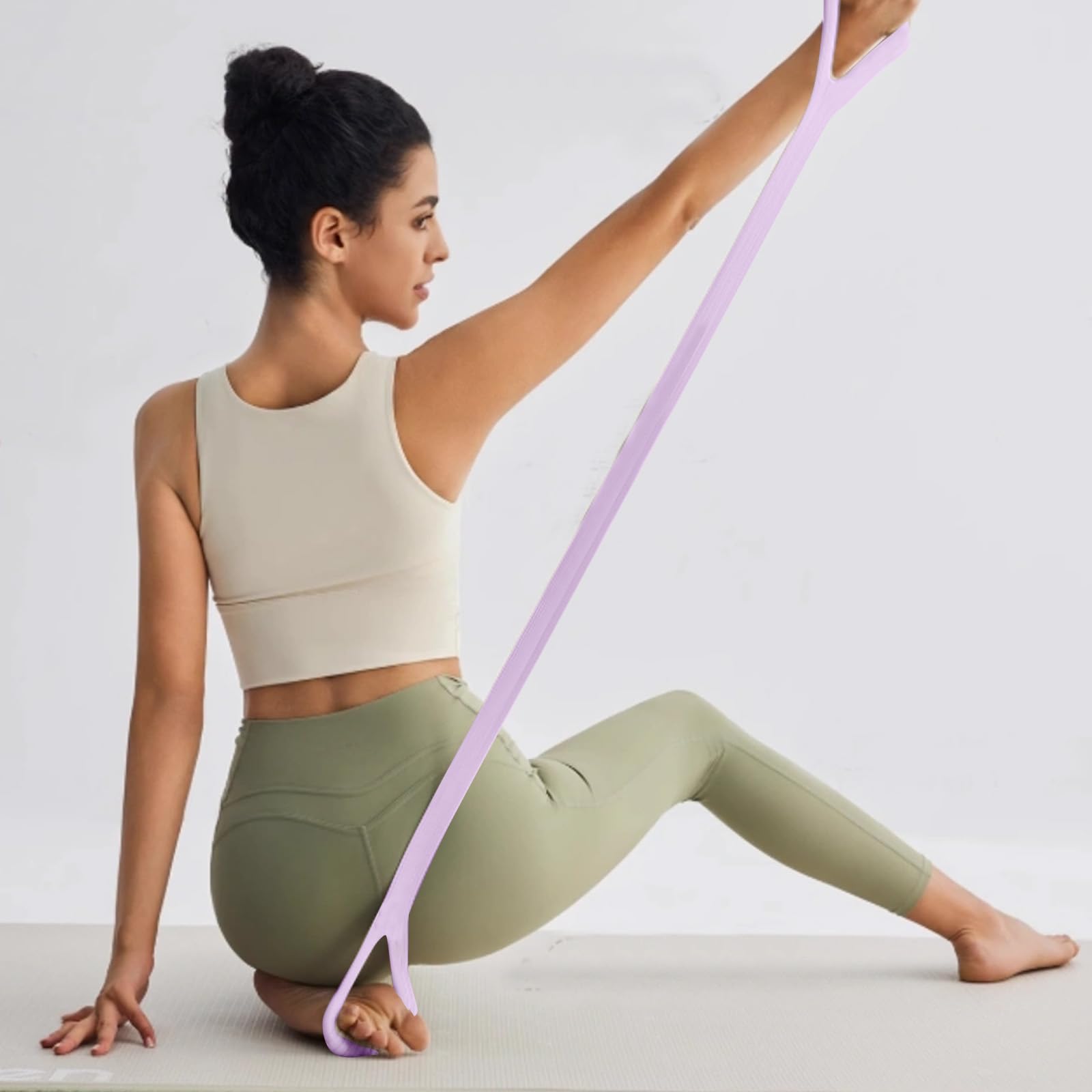 Banda de resistencia, figura 8, bandas de resistencia para fitness, bandas de entrenamiento para mujeres con asas, bandas elásticas para terapia física, yoga, pilates, color morado