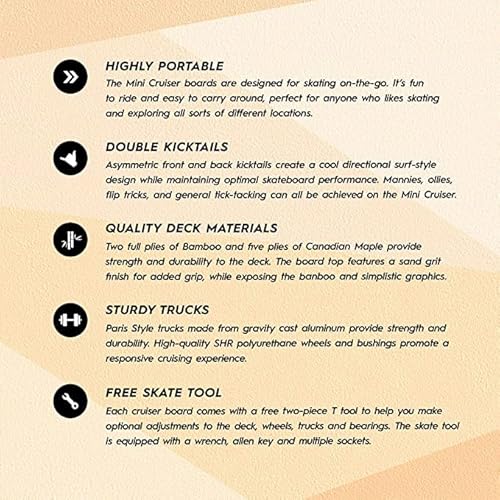 Magneto Mini Cruiser Skateboard Cruiser | 27.5" X 7.5" | Short Board | Canadian Maple Deck - Designed For Kids, Teens And Adults (Light-Bulb) #TOP5