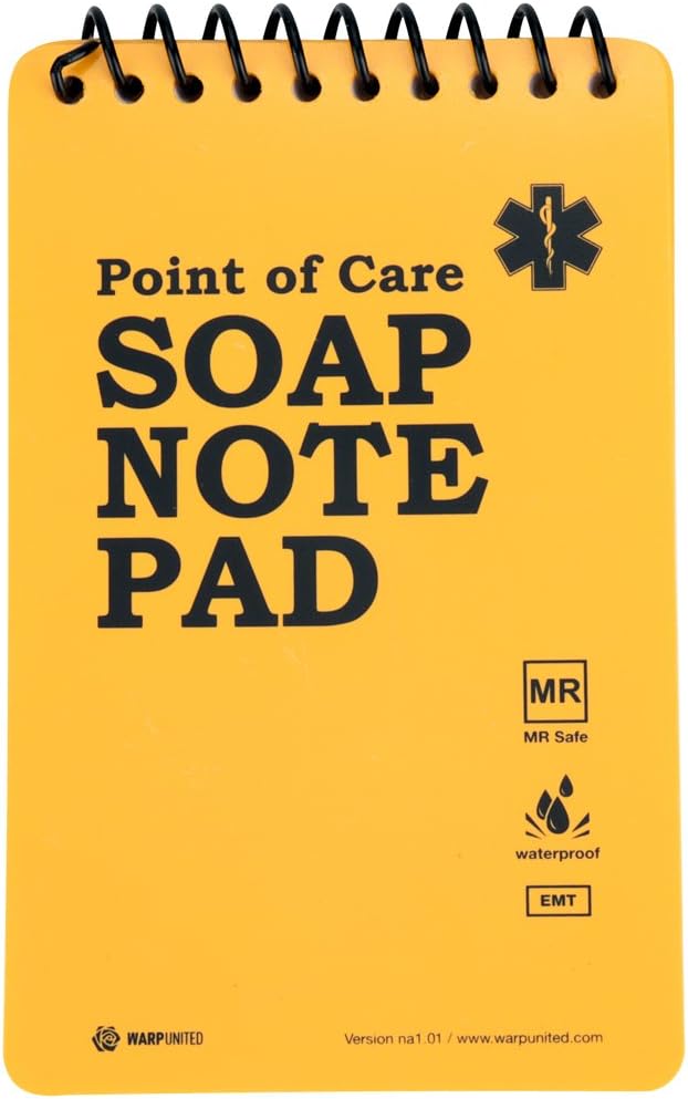 Warp United Full Waterproof EMT Point of Care SOAP NOTE Notepad 6" x 3-3/4" version na1.03