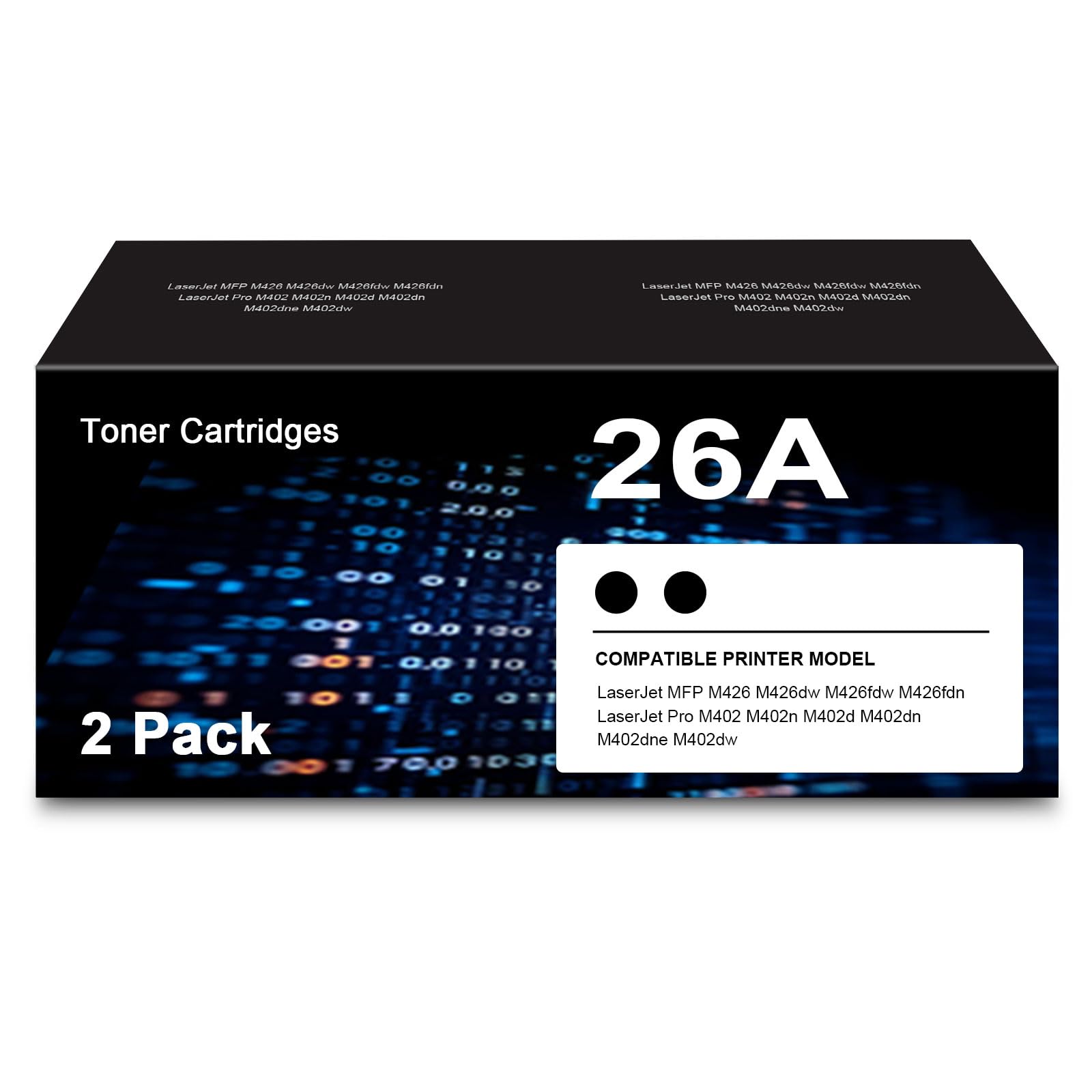 26A - Cartuccia toner di ricambio per HP 26A CF226A LaserJet Pro MFP M402dn M402n M426dw M426fdw M426fdn M402dw M402d M426 M402 (nero, confezione da 2), con chip