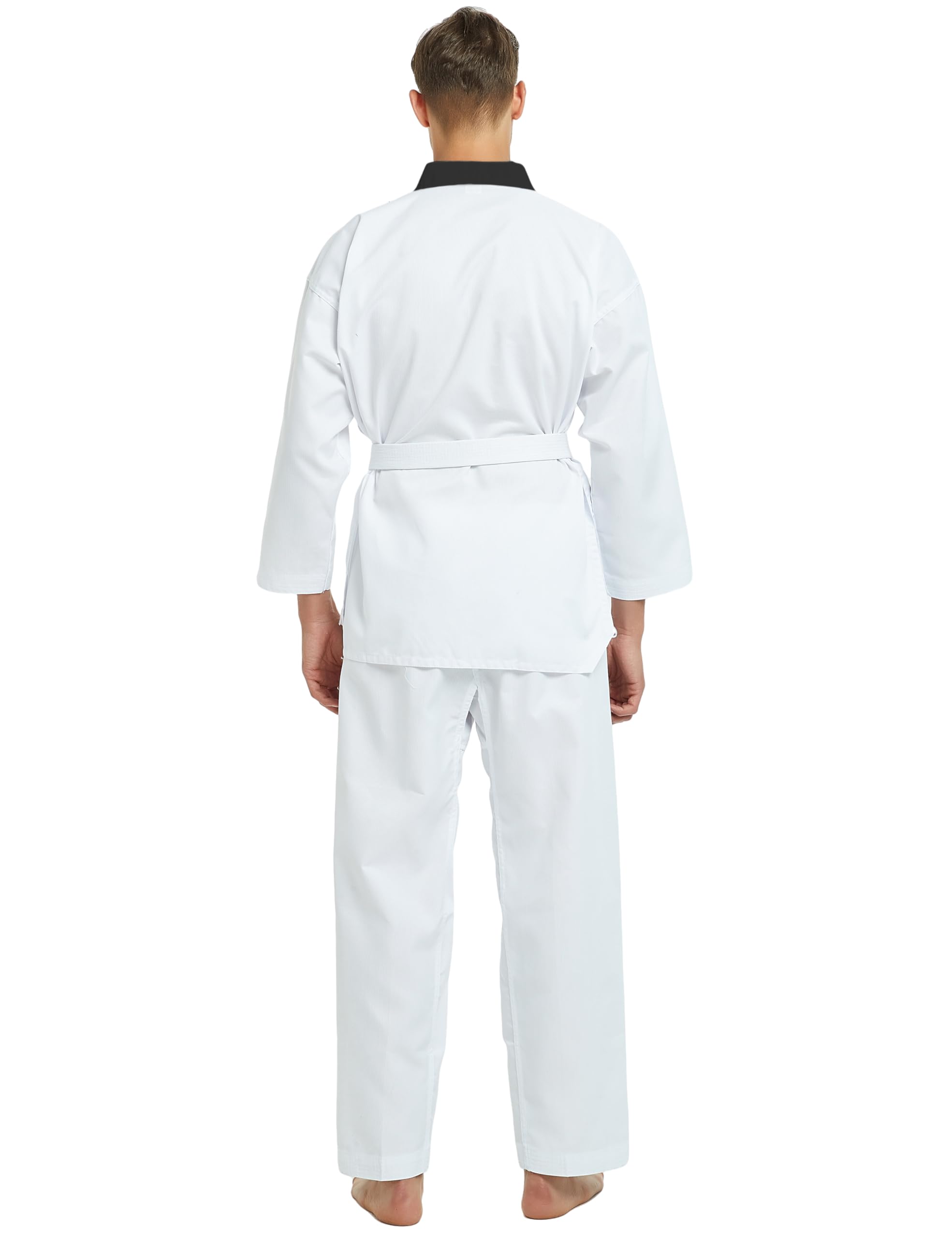 TopTie Uniforme de taekwondo personalizado para hombre con bordado, uniforme de estudiante TKD Dobok personalizado con cinturón, traje de artes marciales personalizado
