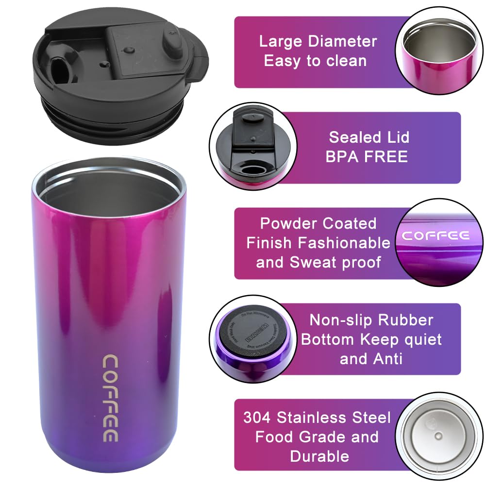 YOSOO Tasse Isolée Tasse à Vide En Acier Inoxydable 304 Avec Couvercle