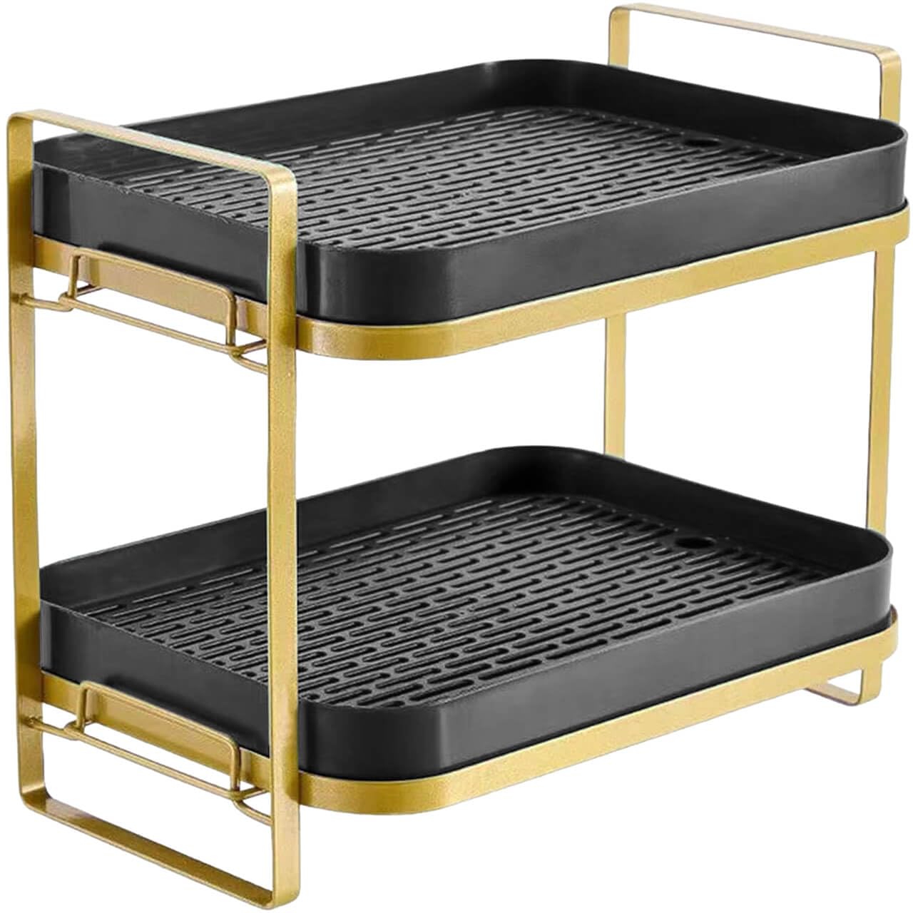 Vapaa taide Cup Drying Rack Stand 2 Tier Organizer Countertop Station Shelf Strong Carbon Steel Multi-Functional Storage Organizer for Home Office Kitchen Coffee Cups, Mugs, Glass cups Etc Black