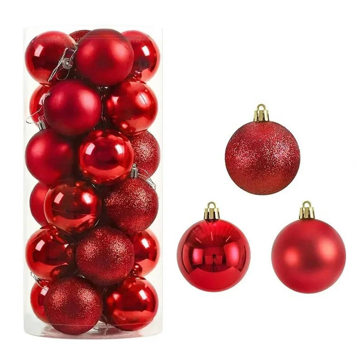 Bemaltes Weihnachtskugel-Ornament-Set, Baumanhänger-Dekoration, Weihnachtsdekorationszubehör, 8 cm, 24 Stück-Silber-8 cm