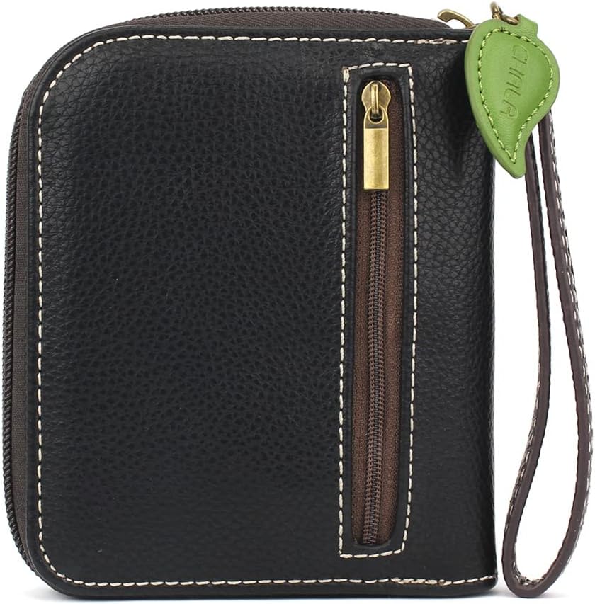CHALA Zip Around Wallet, Wristlet, 8 Credit Card Slots, Sturdy Pu Leather - Sunflower Group - Black - Image 2
