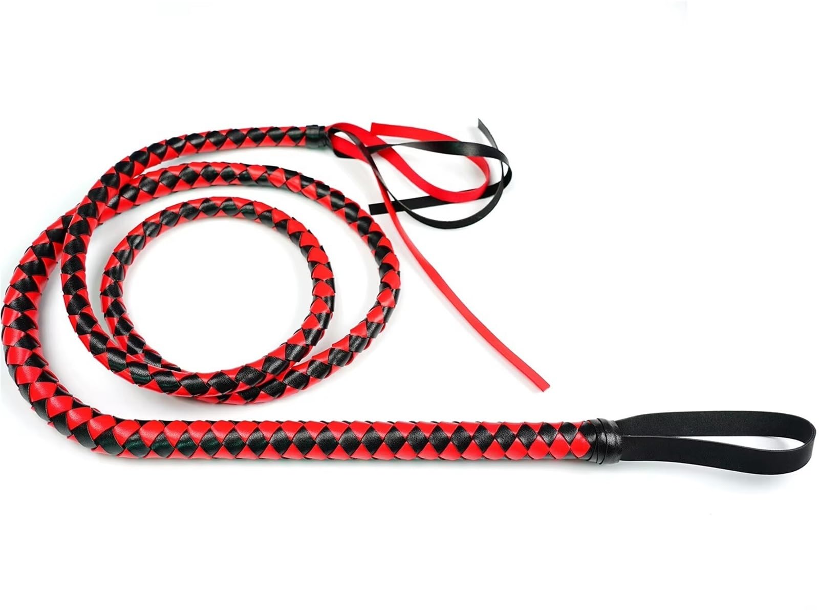Frustino Cavallo 180 cm Pelle PU 4 trecce Frusta Cavallo Cavaliere Attrezzatura Sport equestri Bianco o Rosso