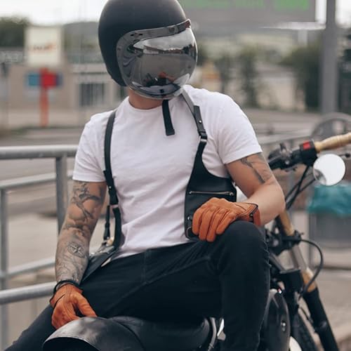 Miniatura 10 de Harssidanzar - Guantes de piel de cabra con pantalla táctil para hombre y motocicleta, GM028