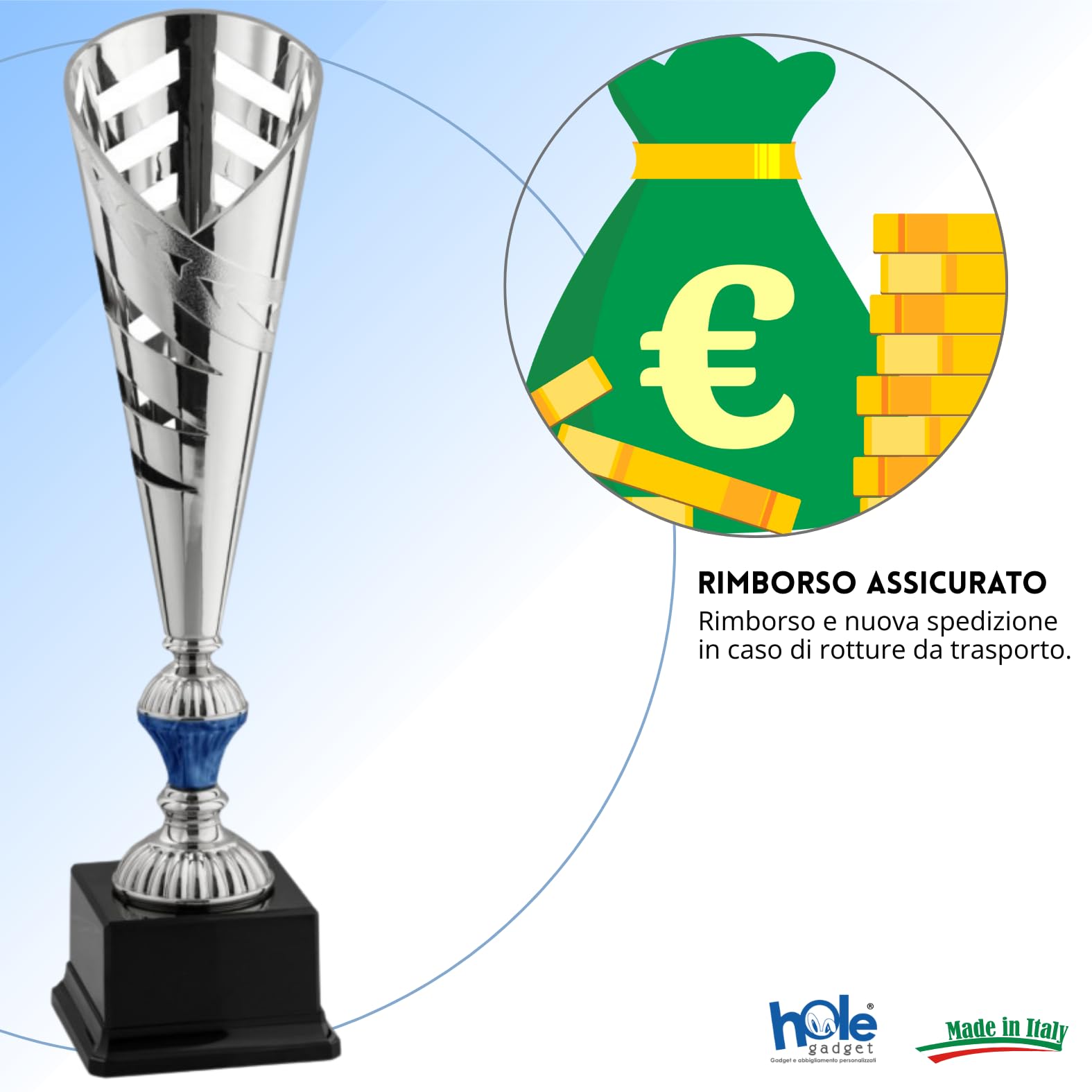 Coppa Trofeo Personalizzabile 41, 40, 39 cm Singolo o Tris per Tutti Gli Sport, Calcio, Calcettto, Tennis, Basket, Padel, Fantacalcio, Concorsi, Premiazioni cod 12.911