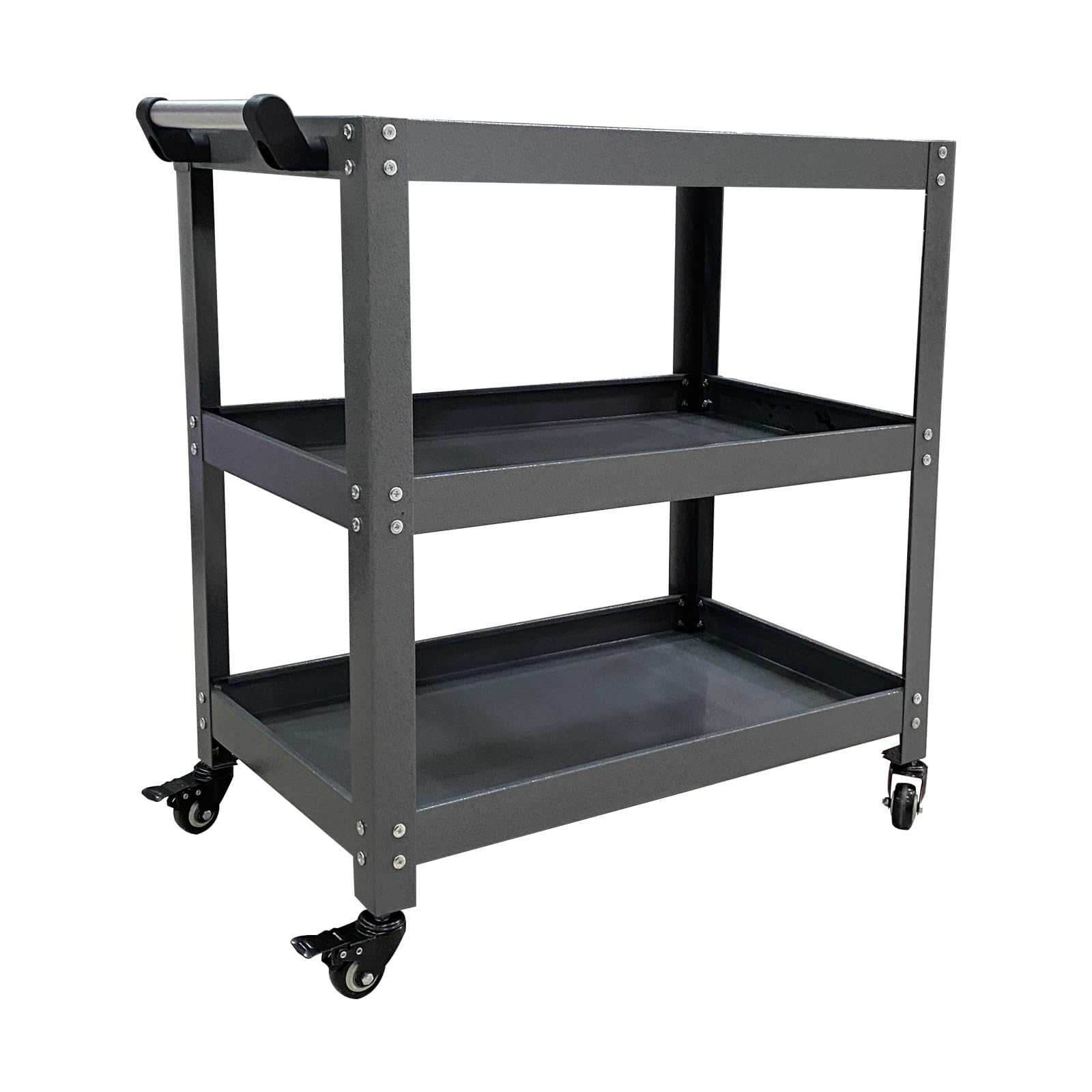 JZD 3 Tier Rolling Utility Tool Rolling Cart, Steel Service Carts for Garage, Auto Repair Shop, Kitchen