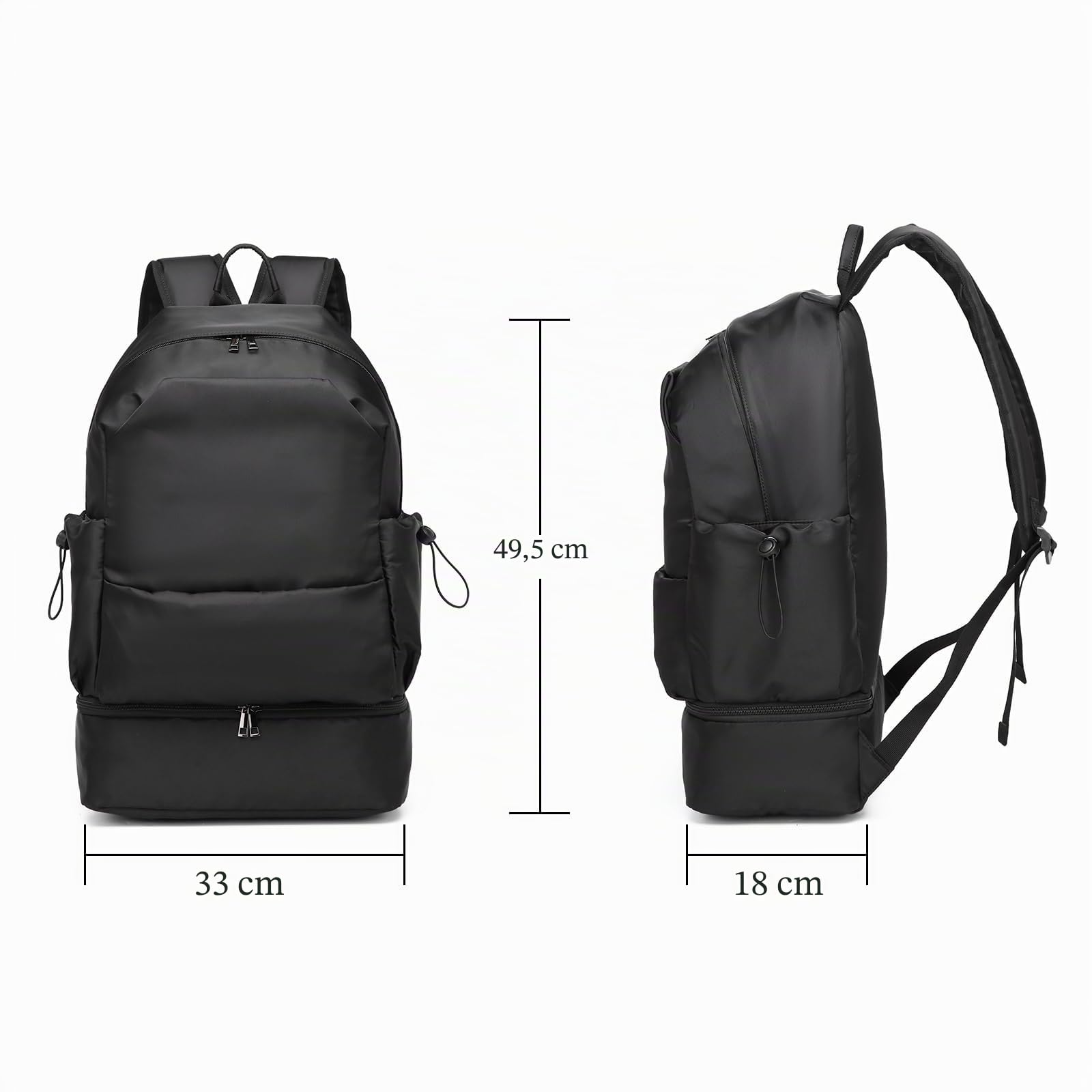 seyfocnia Sac à dos de sport pour homme, sac à dos de voyage imperméable avec compartiment pour chaussures, léger, sac de sport pour la salle de gym, Dark Black, 51 cm