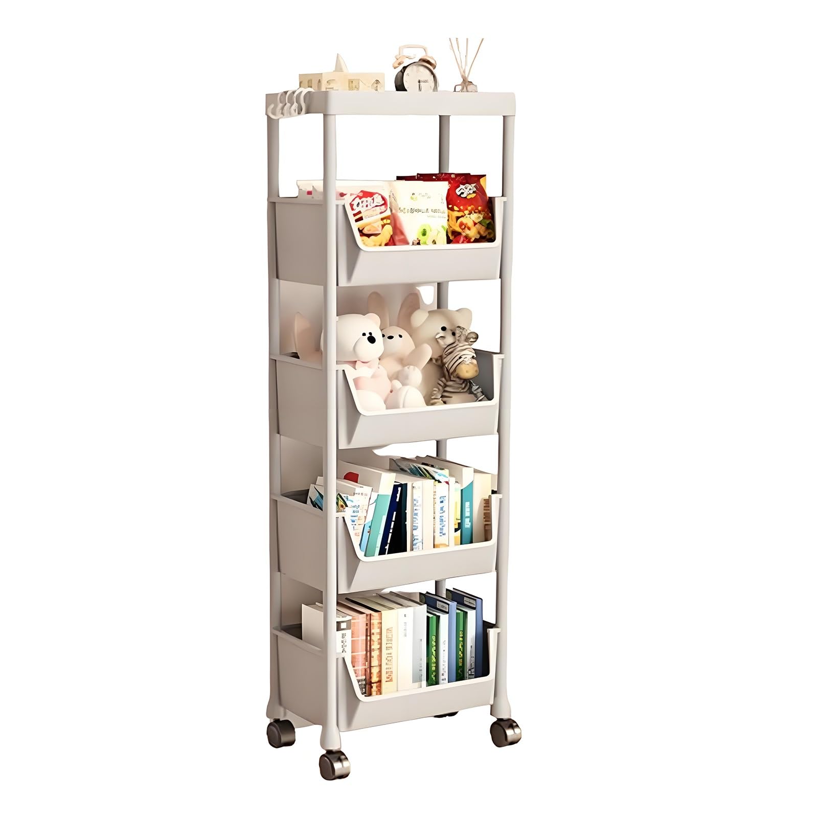 3/4/5 Niveles Carro Almacenaje con Ruedas, Carrito Almacenaje, Carrito Auxiliar Baño, Material Plástico, Estante Extraíble con Ruedas, for Dormitorio, Cocina, Cuarto de Lavado