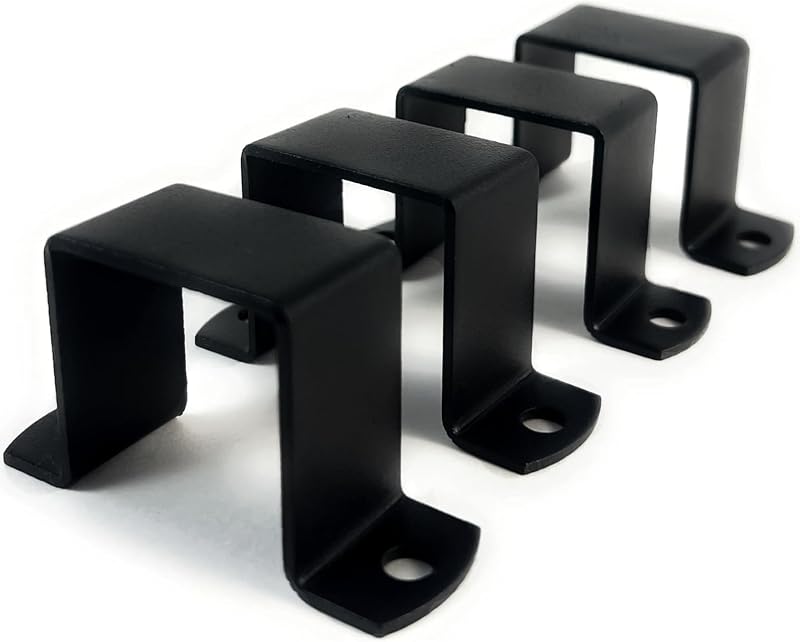 Abrazadera de correa de tubo cuadrado de 1.5x1.5", con recubrimiento de polvo negro, abrazadera de soporte tipo U - Paquete de 4