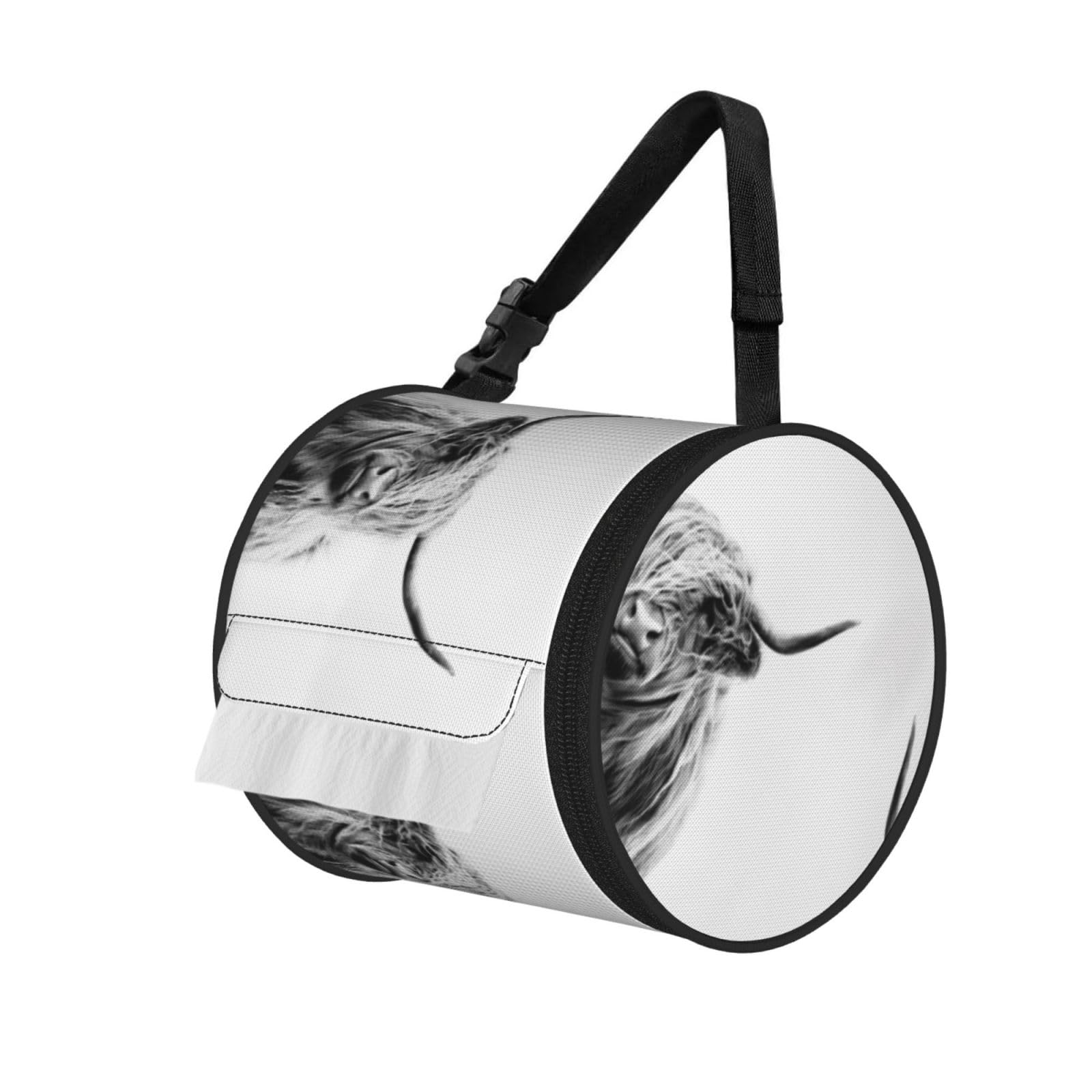 Cow Printed Pet-Proof Toilet Roll Bag, Durable Oxford Cloth with Handle for Travel Tent Kitchen