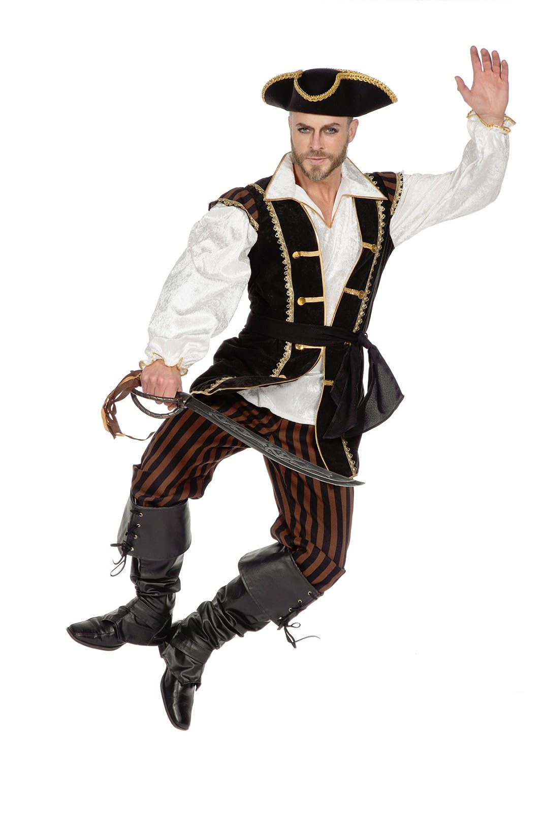 WILBERS & WILBERS - Costume da pirata da uomo | Costume da pirata a 3 pezzi con pantaloni, maglietta e cintura, per Carnevale e feste a tema