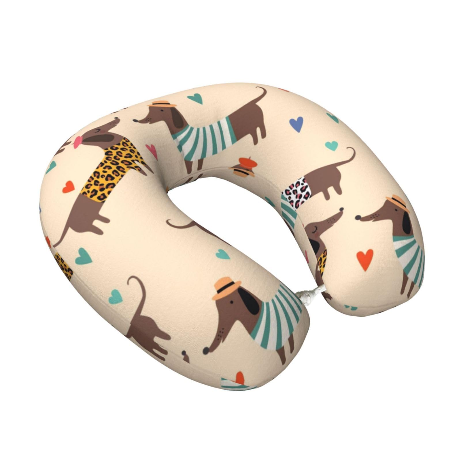 LKYMOH Dachshund Dog(1), Travel Neck Pillow U-Shaped Memory Neck Support Soft Comfortable With Washable Cover For Airplane Car Traveling and Office