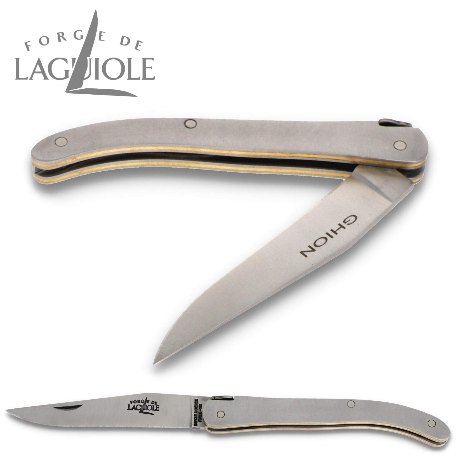 Forge de Laguiole Messer - 10 cm - Ghion Triple Platine Stahl Messing - Klinge 8 cm - Taschenmesser Messer handgefertigt Frankreich