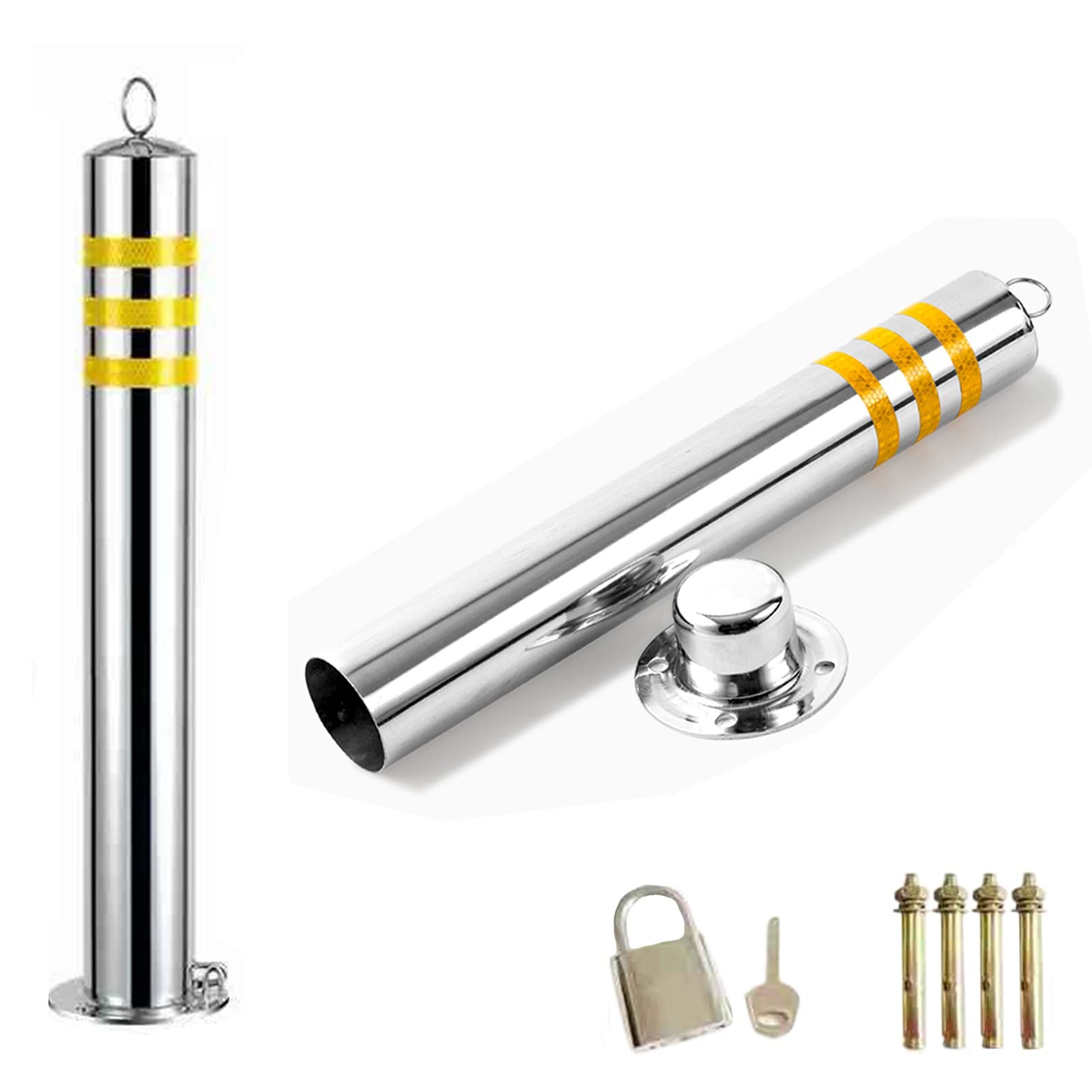 WDSOPK Road Safety Cones, Traffic Delidelineator Post Delineator Safety Cone Post Removable Delidelineator Post,Lockable Road Traffic Cones with Lock Keys,Parking Barrier Ground Mount w（4 Pack-50cm）