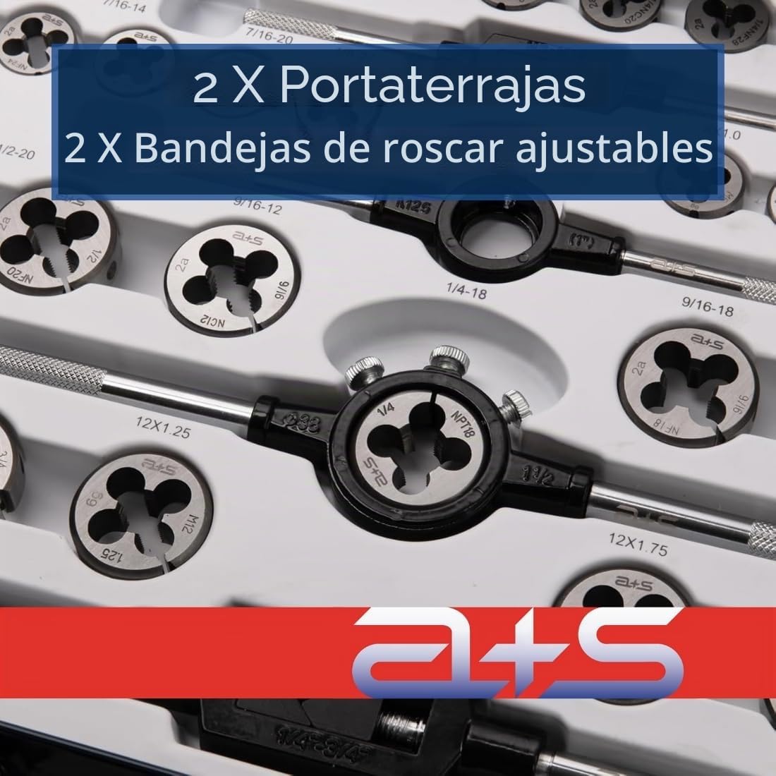 a+s Albrecht und Schulte - Juego de machos de roscar (110 piezas, M2-M16, MF6 x 0,75 MF, 18 x 1,5 mm)