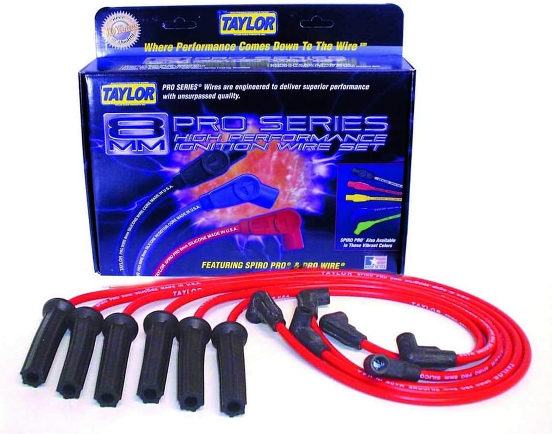 Taylor 72200 Spiro-Pro Red Spark Plug Wire Set for 6-Cylinder Engine