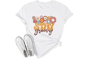 Stay Groovy Women's Floral T-shirt: A Retro Trip to the 70s