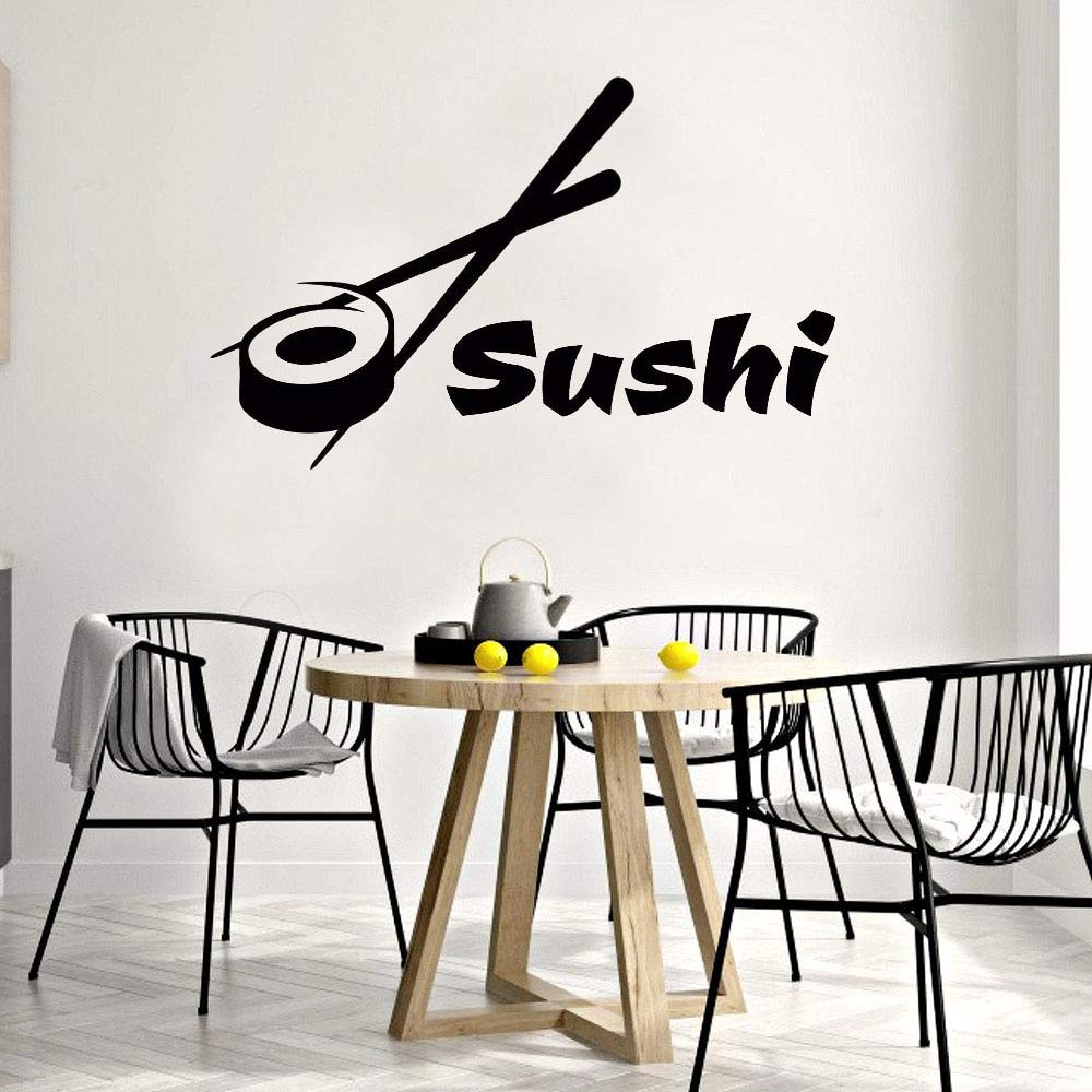 Autocollant Vinyle Décor Sushi Restaurant Japonais - Sticker Mur Cuisine Modèle 2479 Décor Asiatique Amovible