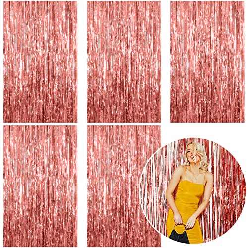 Set de 5 Cortinas de Flecos Metalizados en Oro Rosa para Decoración miniatura 1