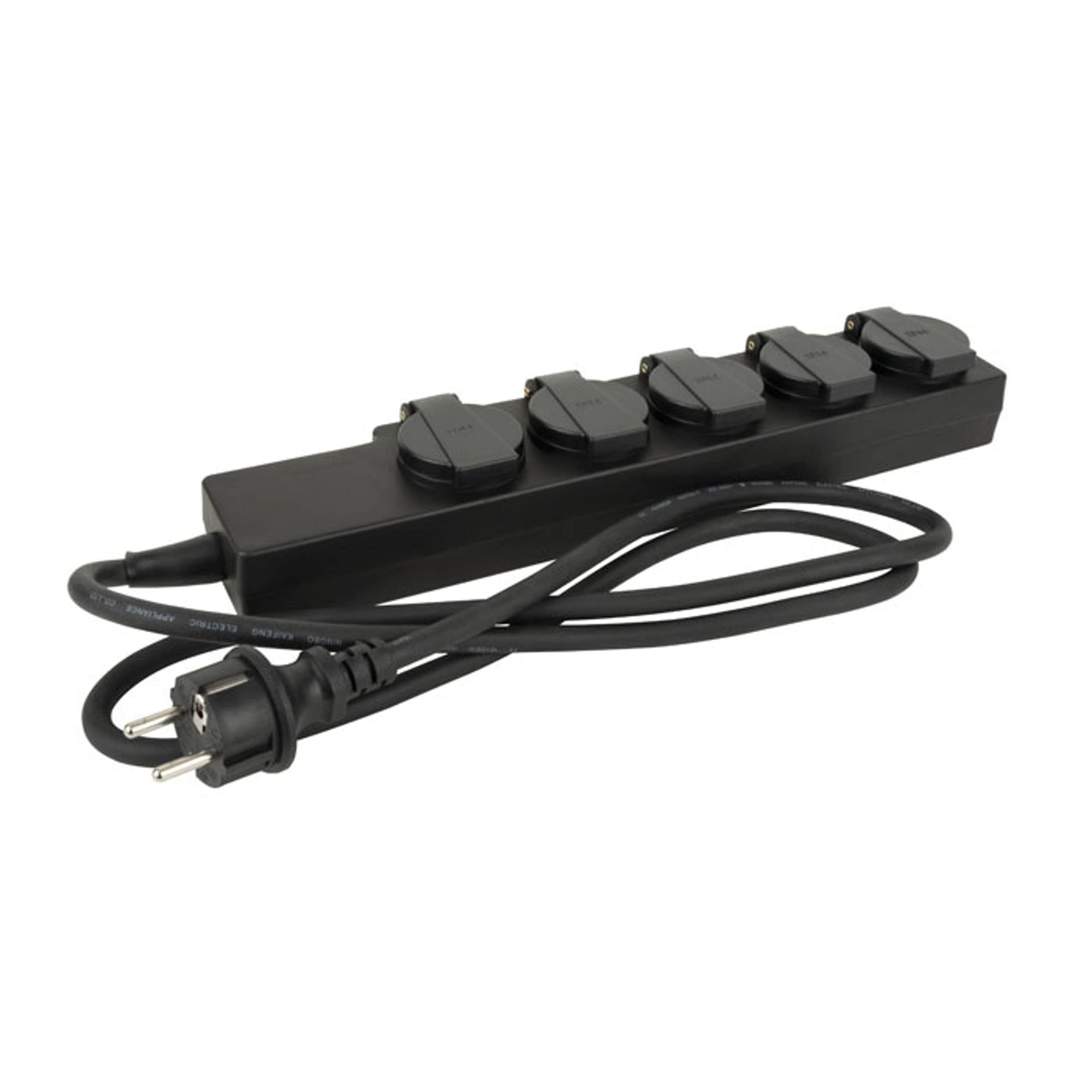 Stage Enchufe m�ltiple de 5, negro, cable 1,5m