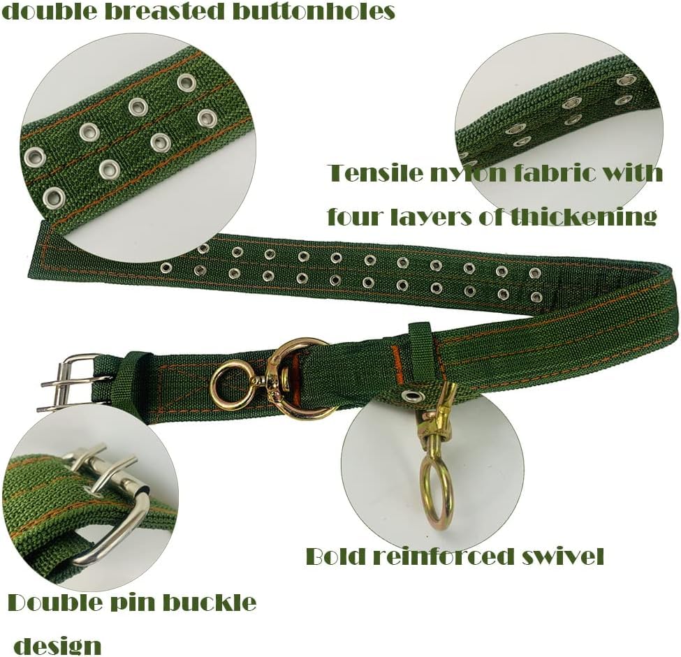 Image of Cattle Collar Thick Canvas Cow Neck Strap Adjustable Nylon Thickened Cow Collar Collar With Cow Bell For Horse Sheep Cattle Dog Etc Farm Animals Pets (38.5Inch),Green