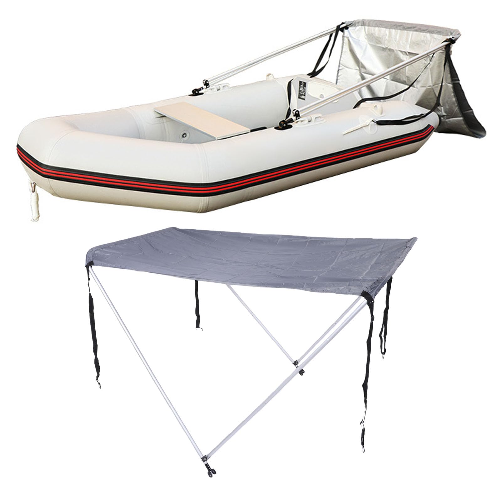 Cocoarm Tendalino per Barca, Tendalino per Kayak Oxford 210D 160 X 120 X 110 Cm, Copertura Superiore Impermeabile con Telaio in Lega di Alluminio, Cinghie Regolabili per Barca Pieghevole in Canoa