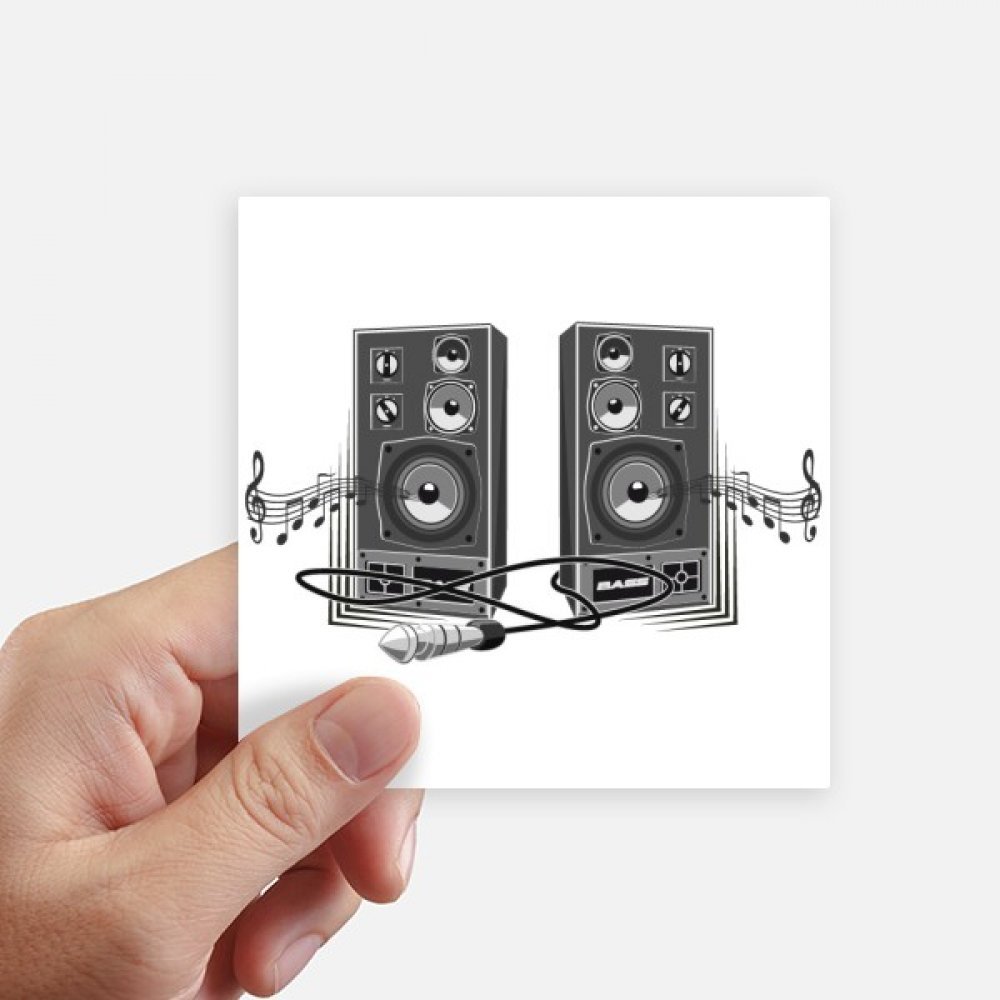 Autocollant carré chanson musique 10 cm pour valise et ordinateur