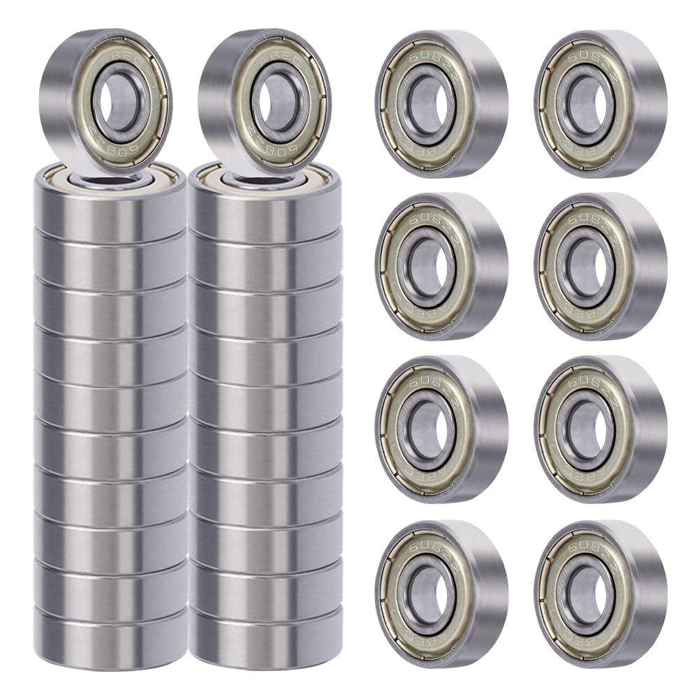 SeonFook 30PCS 608ZZ Miniature Ball Bearing Skateboard Bearings, Metal Double Shielded Deep Groove 608 ZZ Ball Bearings (8mm x 22mm x 7mm)