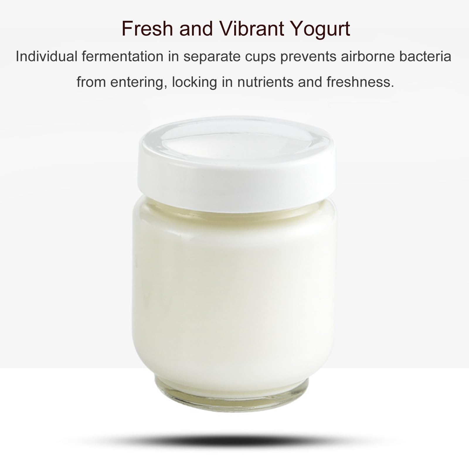 Macchina per Yogurt da 1,7 Litri con Timer E Filtro, Rivestimento Interno in Acciaio Inox, Include 7 Vasetti in Vetro, per Yogurt Greco.
