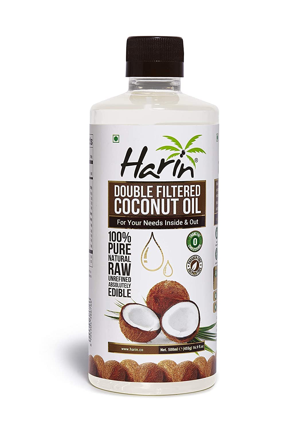 Harin & device Double Filtered Coconut Oil For Skin, Hair Growth & Cooking Oil|Edible Cooking Coconut Oil For Delicious Food, (500Ml)