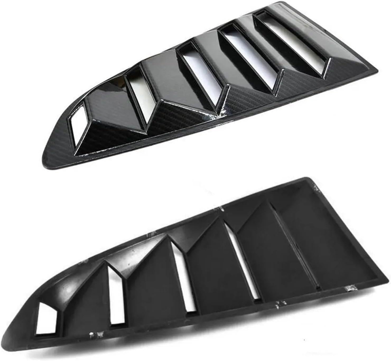 ABS/Carbon Fiber Look Rear Windshield Auto Car Side Window Cover Compatible For Ford Mustang Body Kit Window Louver Racing Trim 2015-2019(TYPE-C CF)