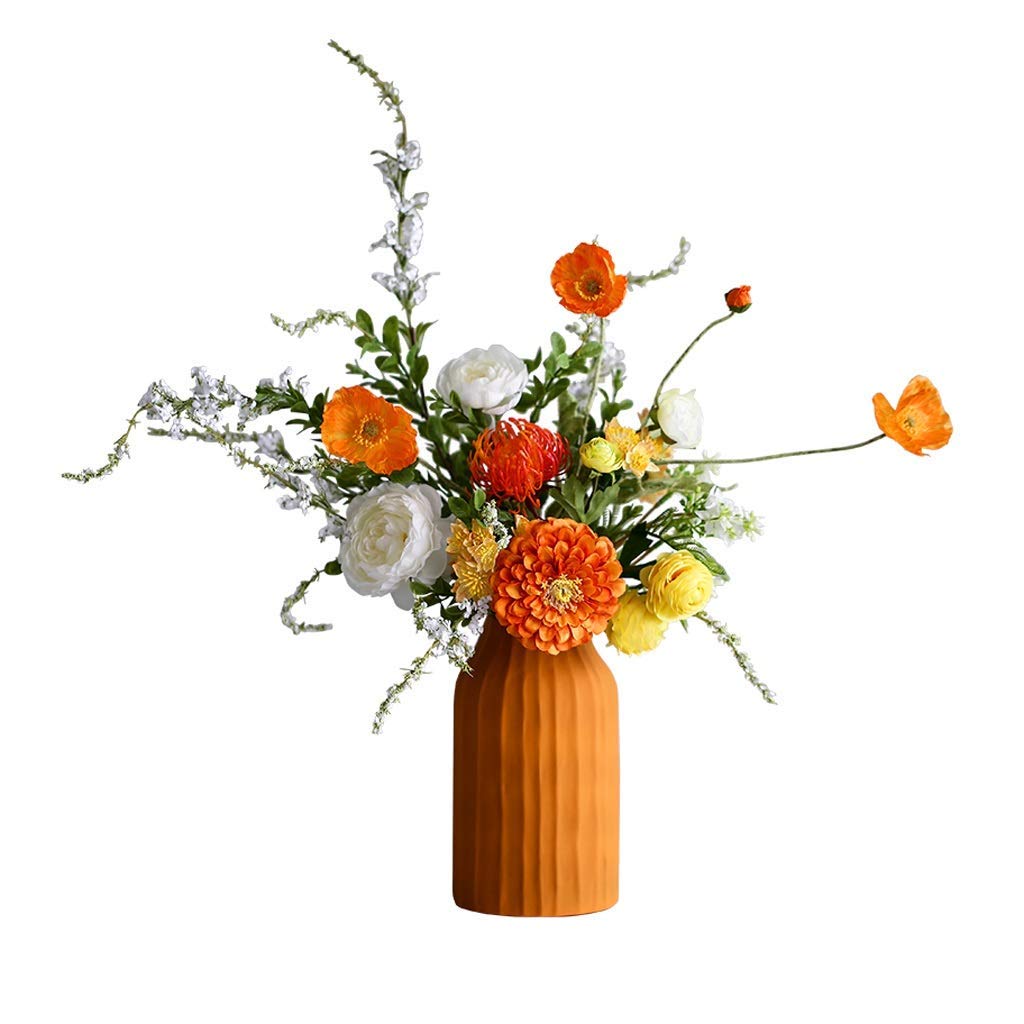 XDLEDMKIZ Artificial Flowers Minicial Flower Silk Bouquet Plant Set Fake Vase Decoration Flowers Home Balcony Decorationcial fake flower vase set Interesting