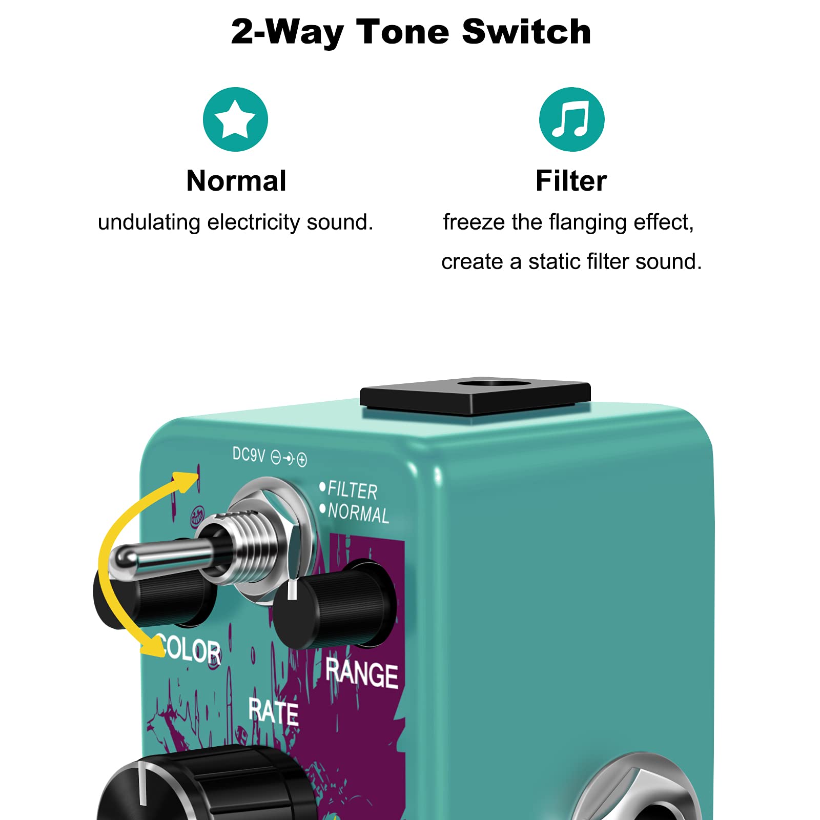 Flanger - Pedal de efectos para guitarra (Mini analógico, interruptor de pie para guitarra eléctrica, con carcasa totalmente metálica, True Bypass