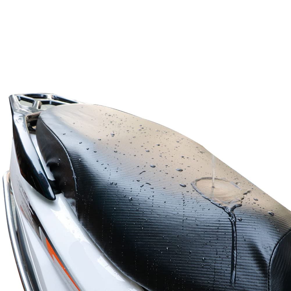 2x Motorrad Sitzbezüge Schwarz - Wasserdichte PU Leder Abdeckung Universal
