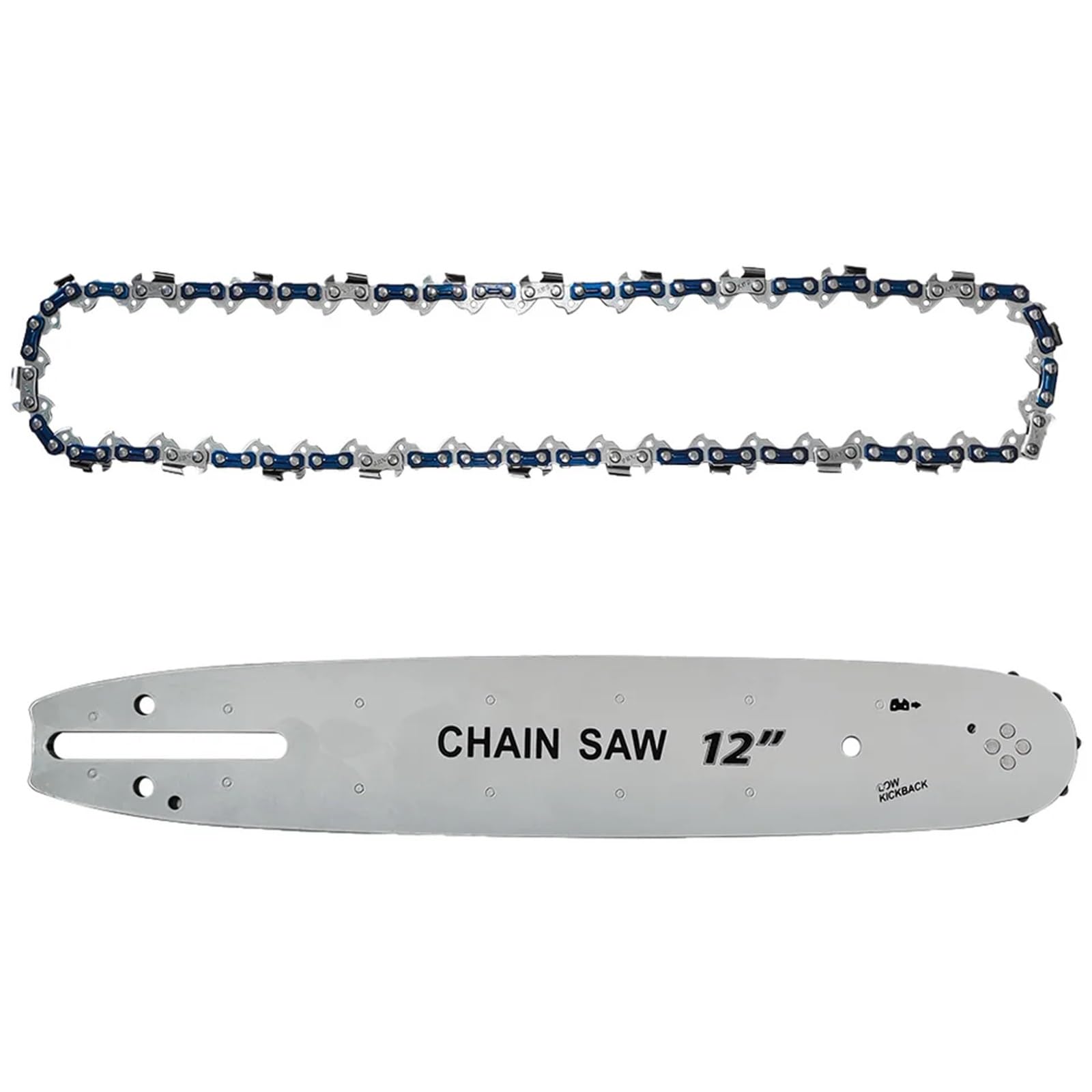 Wivplex Juego de barra guía cadenas motosierra 12 pulgadas, accesorio 3/8 Lp 45, eslabones transmisión, piezas herramientas sierra cadena repuesto Reemplazo de cadena de corte de motosierra.(1pc Set)