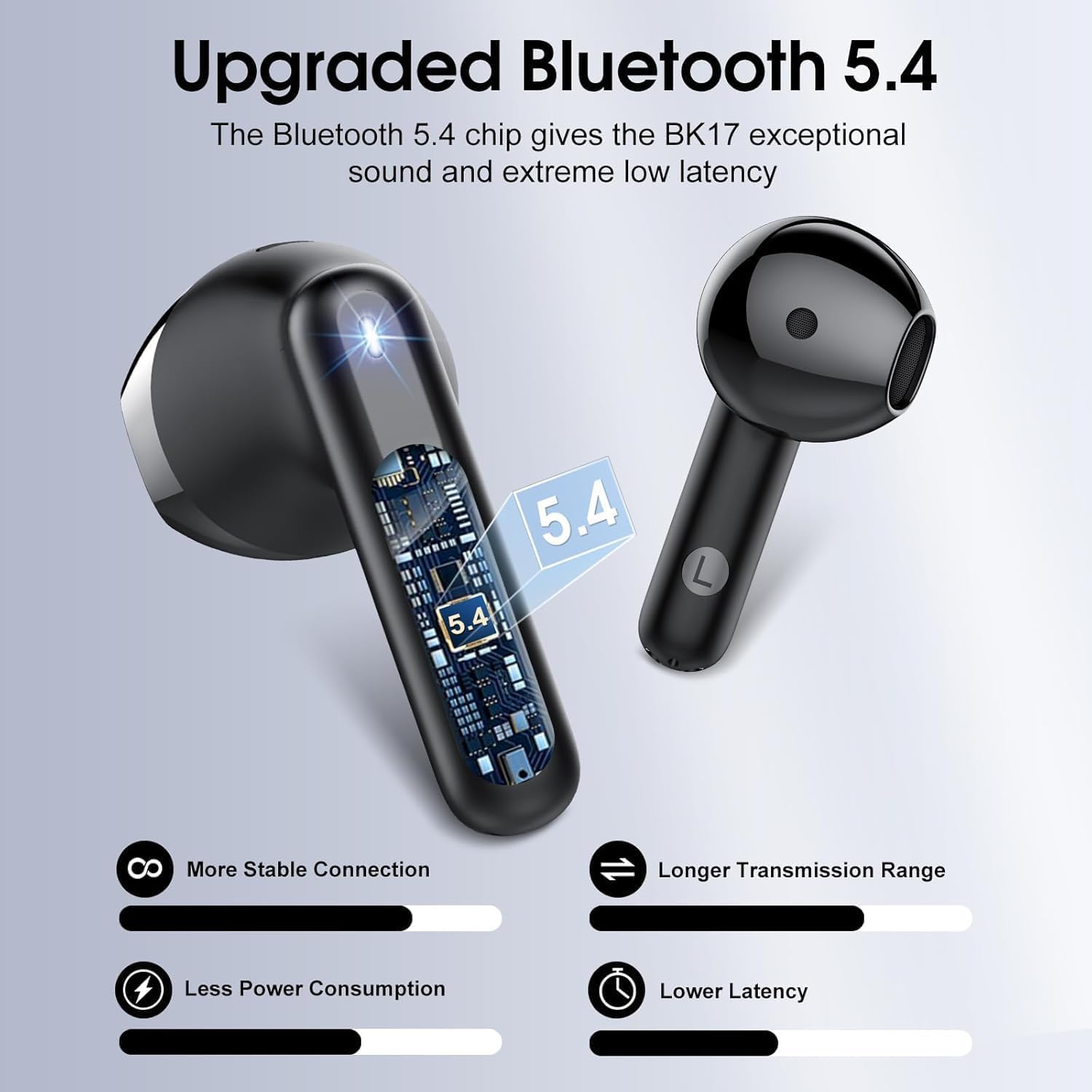 Wireless Earbuds, Bluetooth 5.4 Headphones with 3D Bass Stereo Sound, 40H In-Ear Buds with 4 ENC Noise Cancelling Mic, Ultralight Bluetooth Earbuds USB-C LED, IP7 Waterproof Earphones for Android iOS
