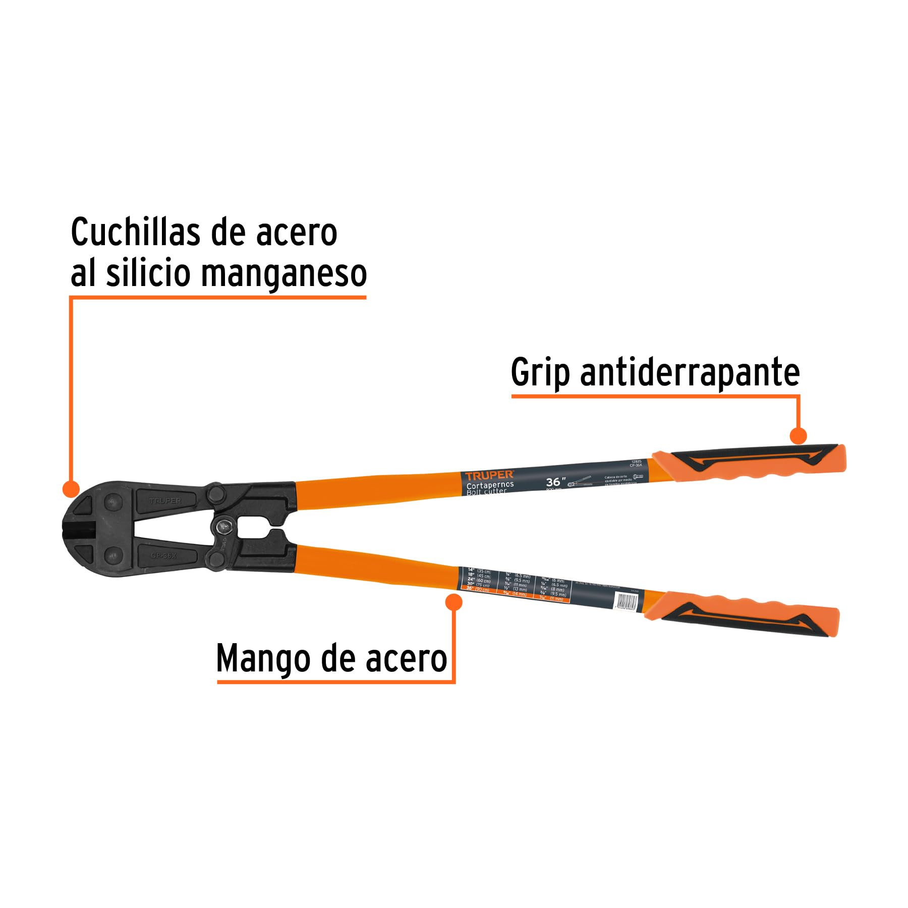 Truper cizalla cortaperno cortavarilla de acero de silicio grande 914 MM