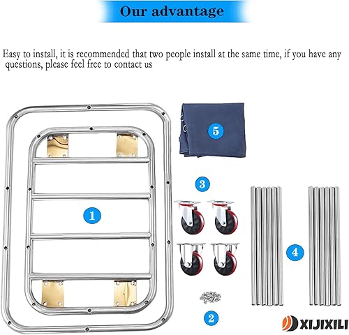 Miniatura 6 de Carrito de lavandería comercial con ruedas, 12 bushel (400 l) cesta de lavandería industrial grande resistente cesta de lavandería impermeable