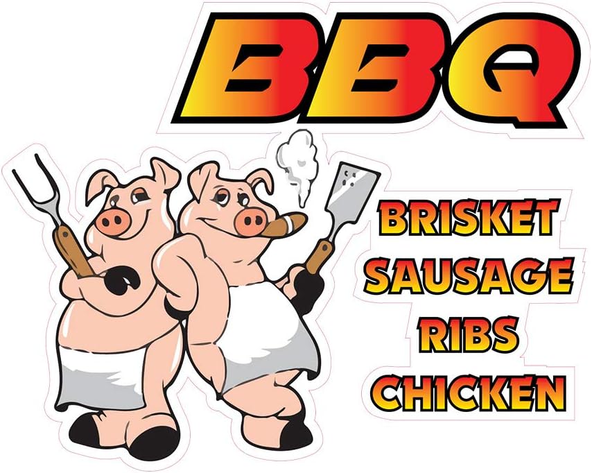 Food Truck Decals BBQ Brisket Sausage Ribs Chicken Concession Restaurant Die-Cut Vinyl Sticker & Sign 48 in on Longest Side
