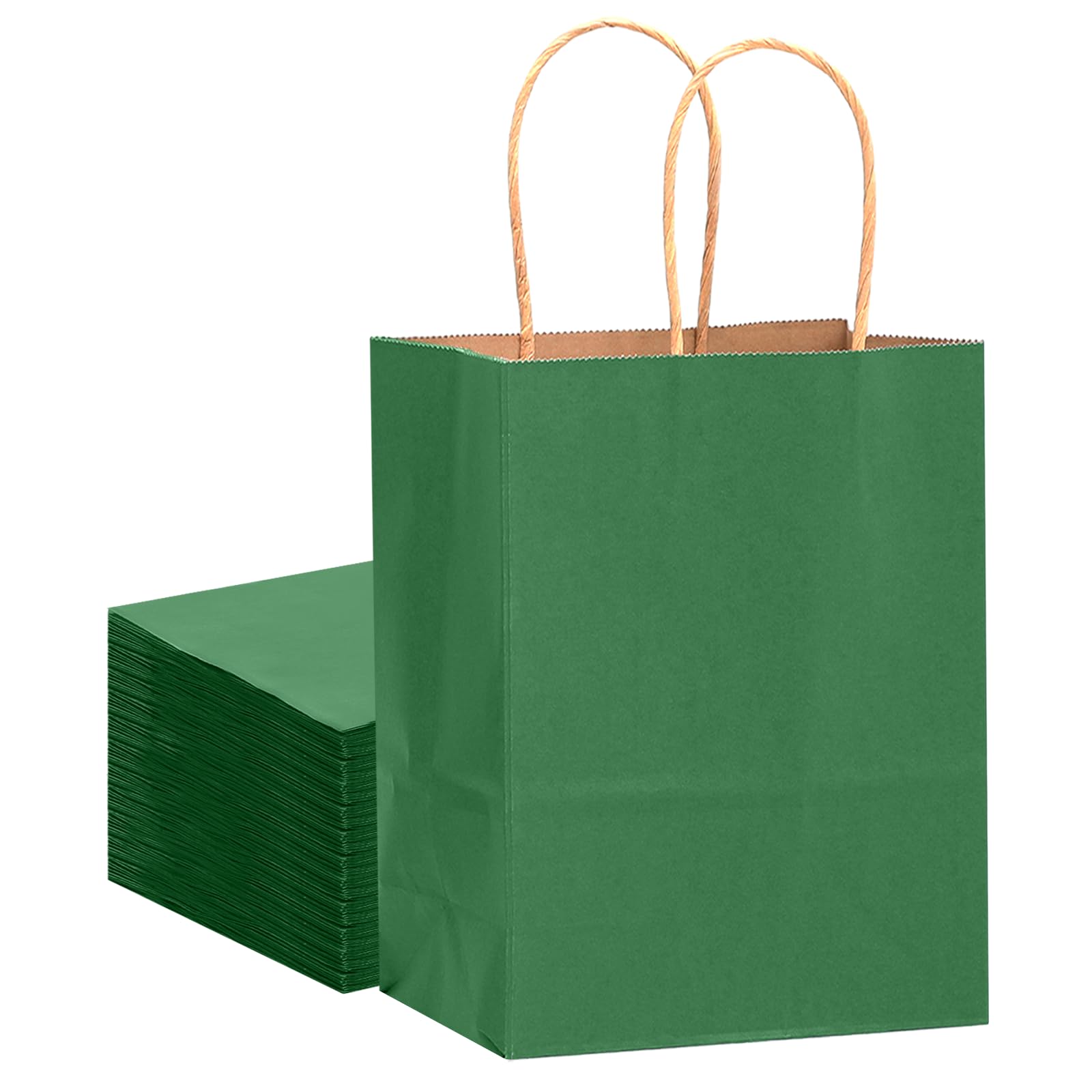 Gcardist Große 16Pcs Tiefgrüne Kraftpapiertüten mit Griffen 33x26x13cm Geschenkpapiertüten Solid Color Taschen (13x10x5Inch, Große Größe)