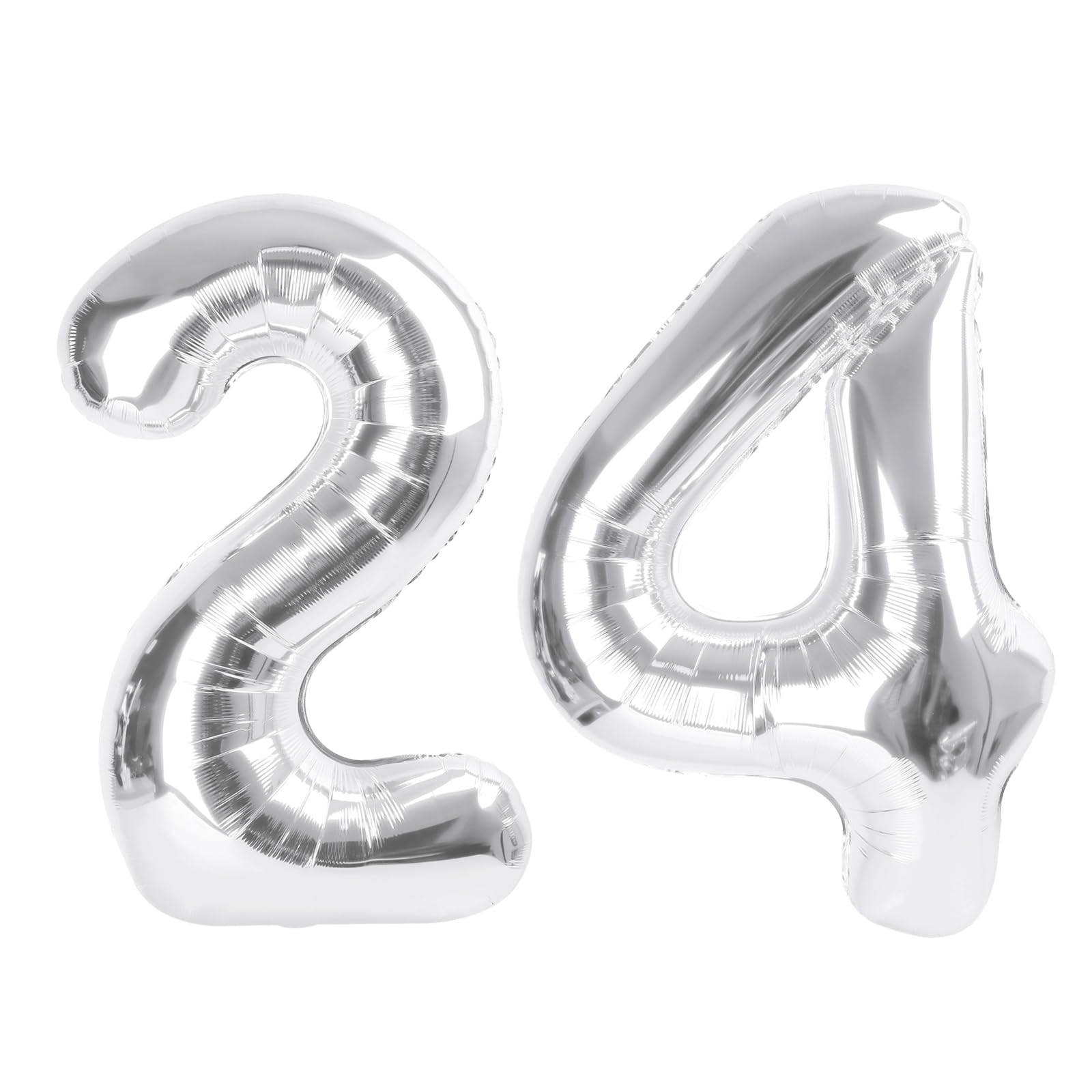 Number Balloons 24 Balloon Silver for 24 42 Birthday Decorations, 40 inch