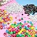 TOAOB 1200pcs 6 Styles Multicolour Cube Letter Beads Acrylic Alphabet Beads for Bracelets Making with Pony Beads and 1 Roll 50m Elastic String for DIY Friendship Bracelet Kit Jewelry Making