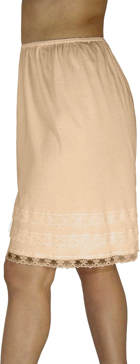 Underworks Cotton Knit Snip-A-Length Pettipants Culotte Slip Bloomers Split Skirt - Image 4