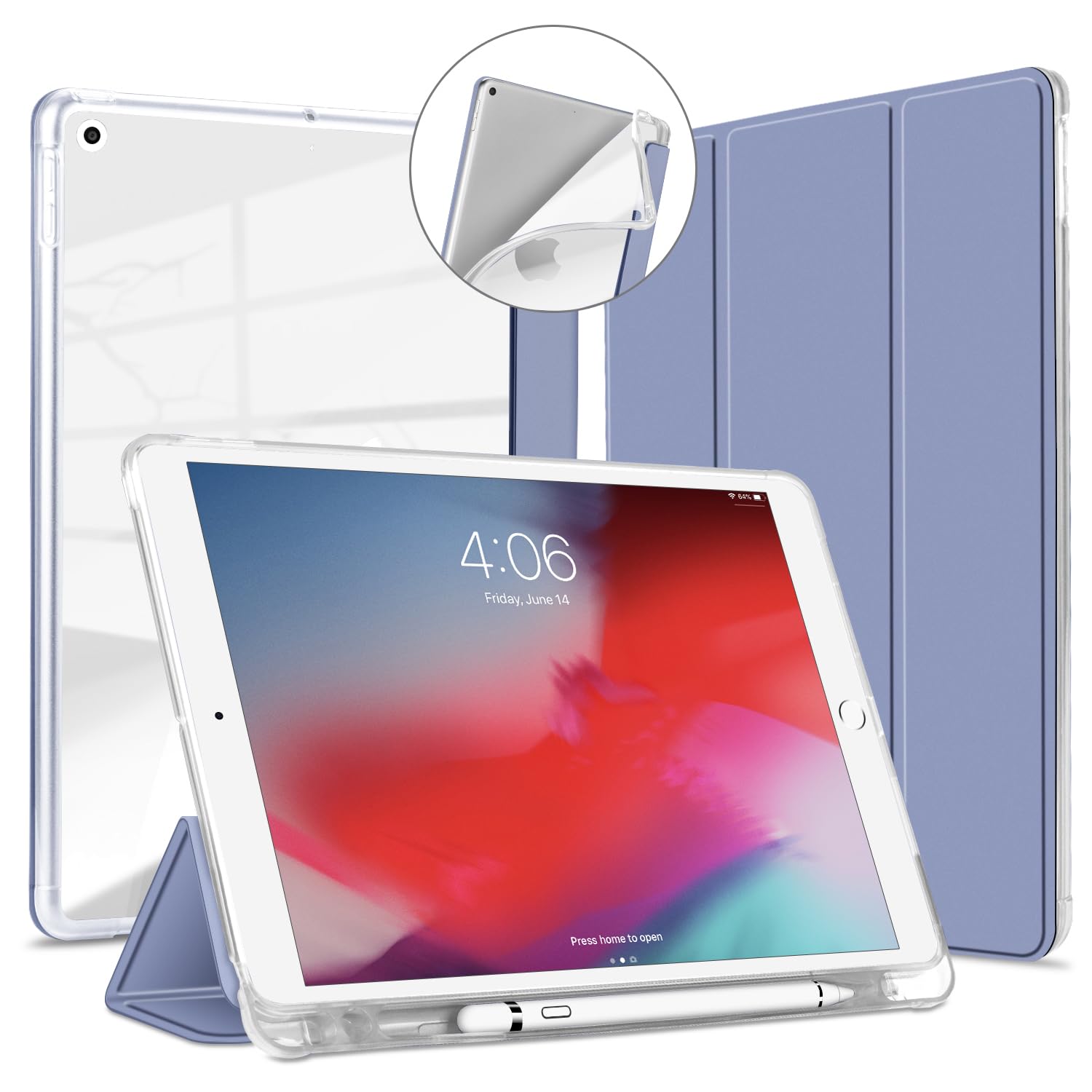 DOMAVER Custodia Per IPad 10.2 (9a/8a/7a Gen) Con Cavalletto E Portapenne, Antiurto Robusta, Viola - 3