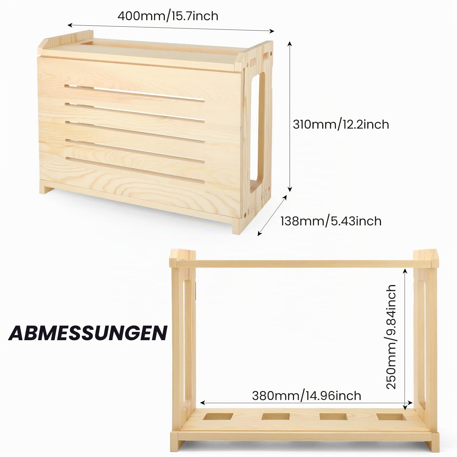 Holz-Oberfräsen-Regal, Wandhalterung, WLAN-Router, Aufbewahrungsbox, Modemkabel, Router, Abdeckung, organisierte Steckdosenleiste, Kabelmanagement, Verstecker, Rack muss zusammengebaut Werden